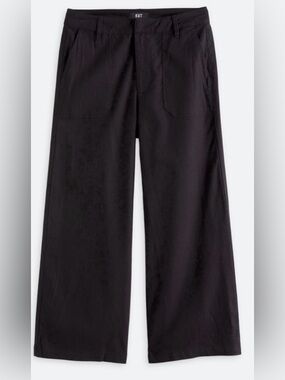 Kut From The Kloth Topaz Linen Blend Crop Wide-Leg Black Pants